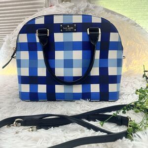 Kate Spade Grove Street Carli satchel‎ Crossbody bag Gingham Blue White